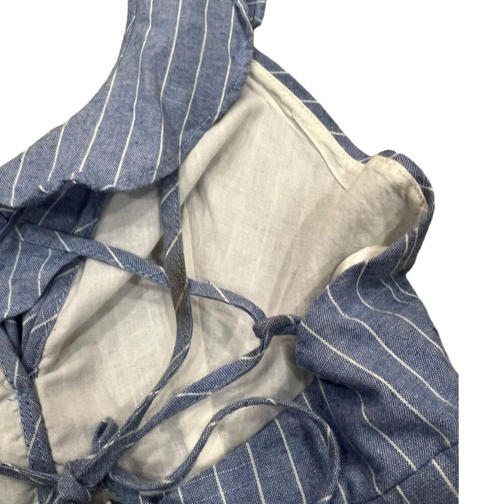 Superdown Revolve Blue Livia Striped Ruffle Open Back Mini Dress S - Picture 4 of 6